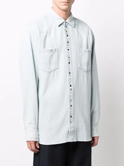 Golden Goose Golden Collection Bleached Denim Shirt In Blue