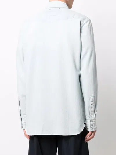 Golden Goose Golden Collection Bleached Denim Shirt In Blue