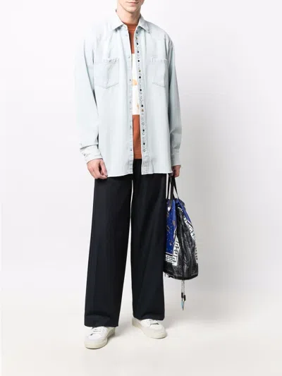 Golden Goose Golden Collection Bleached Denim Shirt In Blue