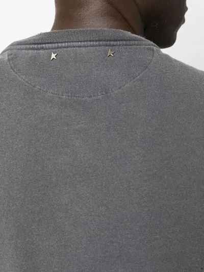 Golden Goose T-shirt In White Cotton With Iconic Logo Star In Burgundy