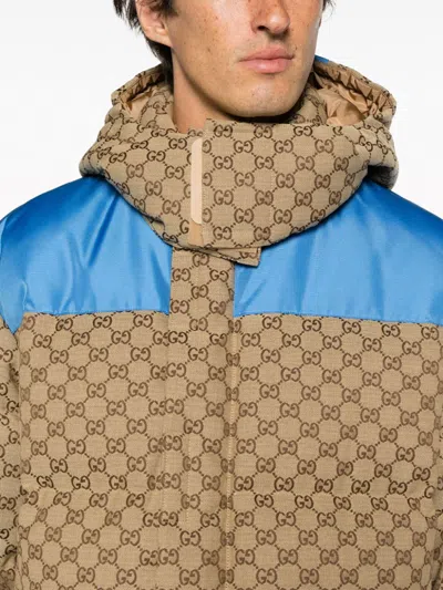 Gucci Geometric Patterned Padded Jacket In Burgundy