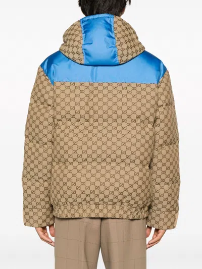 Gucci Geometric Patterned Padded Jacket In Burgundy