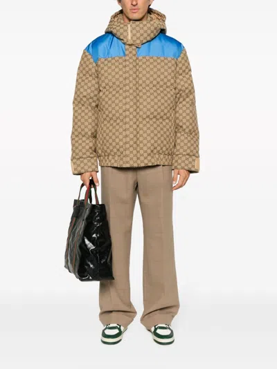 Gucci Geometric Patterned Padded Jacket In Burgundy