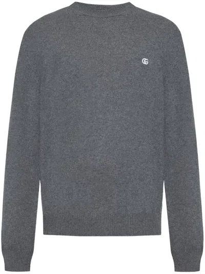 Gucci Men Embroidered Sweater In Gray
