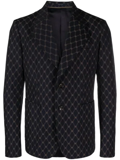 Gucci Men Mini Interlock Jacket In Blue
