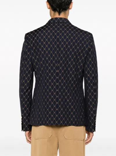 Gucci Men Mini Interlock Jacket In Blue
