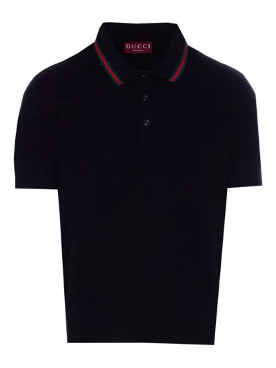 Gucci Mens Ink Green Red Brand-trim Regular-fit Wool Sweatshirt In Blue