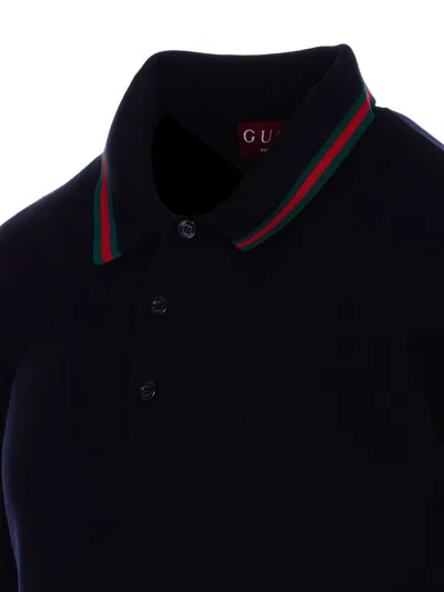 Gucci Mens Ink Green Red Brand-trim Regular-fit Wool Sweatshirt In Blue