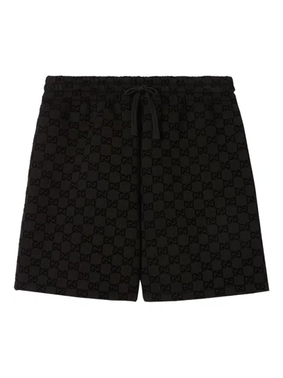 Gucci Men Printed Mesh Basketball Shorts In Black