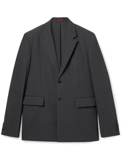Gucci Men Dark Grey Jacket With Chest Pocket And Embossed Logo In Wool Gabardine Man In Gray