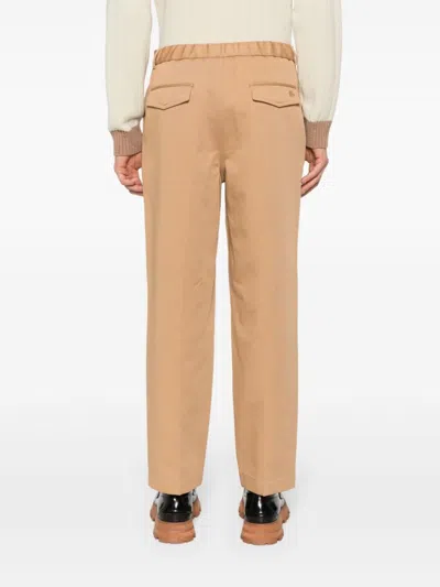 Gucci Web-detail Cotton Trousers In Brown