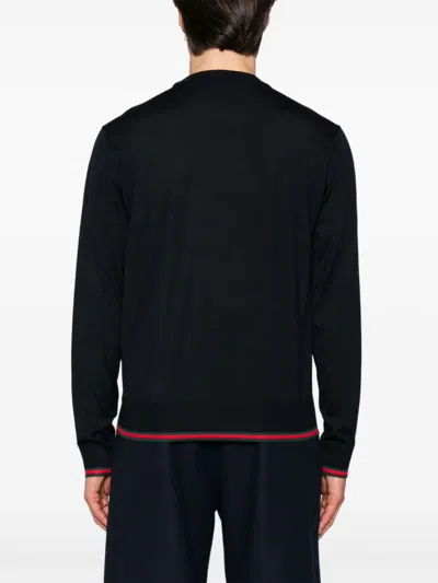 Gucci Web Detail Wool Sweater In Black
