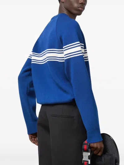 Gucci Square Gg-patch Wool Jumper In Blue