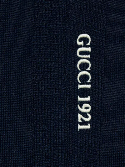 Gucci Men's Crew-neck Wool Sweater In Blue