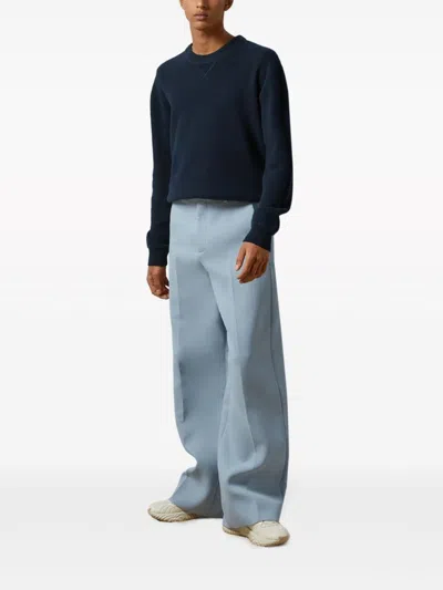 Gucci Men's Crew-neck Wool Sweater In Blue