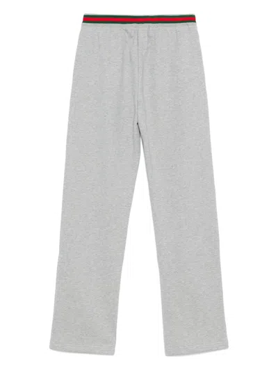 Gucci Women Cotton Jersey Jogging Pants With Web Detail In Gray