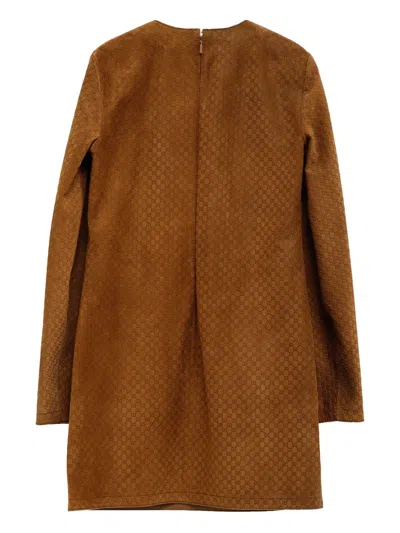 Gucci Women Suede Dress In Brown