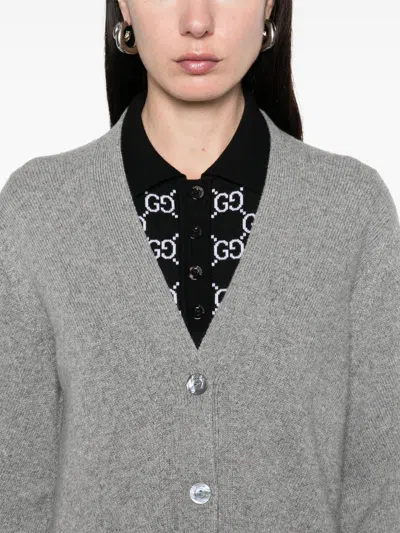 Gucci Web-stripe Cardigan In Gray