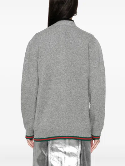 Gucci Web-stripe Cardigan In Gray