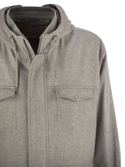 Herno Men Field Jacket In Silk And Cashmere In Gray