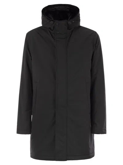 Herno Long Padded Coat With Knitted Collar Clothing In Black