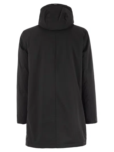 Herno Long Padded Coat With Knitted Collar Clothing In Black