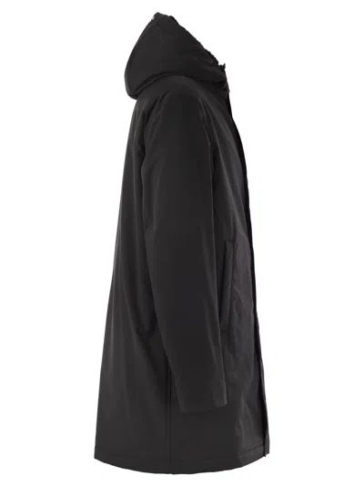 Herno Long Padded Coat With Knitted Collar Clothing In Black
