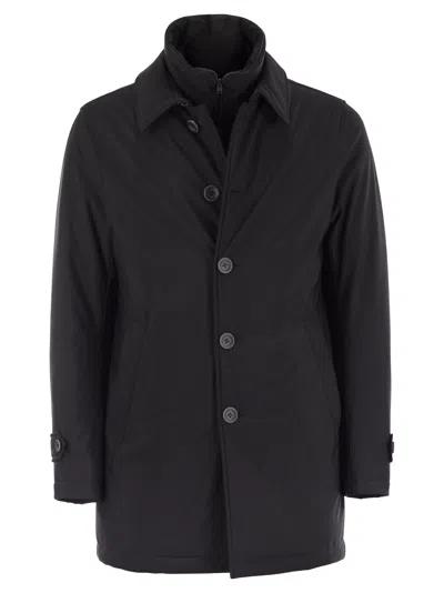 Herno Men Long Down Jacket With Buttons In Blue