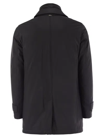 Herno Men Long Down Jacket With Buttons In Blue
