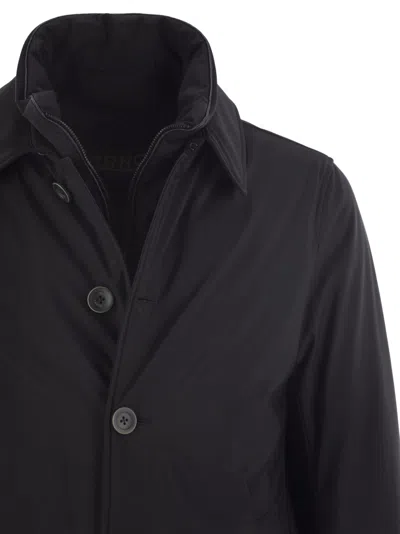 Herno Men Long Down Jacket With Buttons In Blue