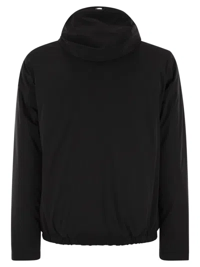 Herno Hooded Jacket With Adjustable Drawstrings And Snap-button Pockets In Black