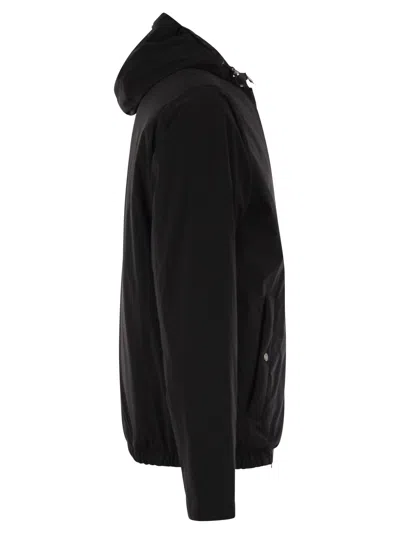 Herno Hooded Jacket With Adjustable Drawstrings And Snap-button Pockets In Black