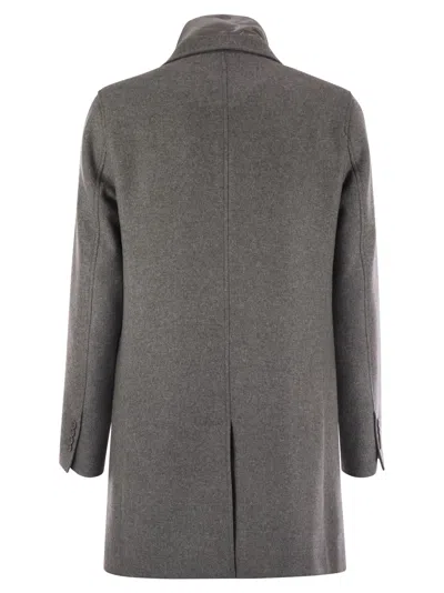 Herno Wool Coat With Bib In Gray