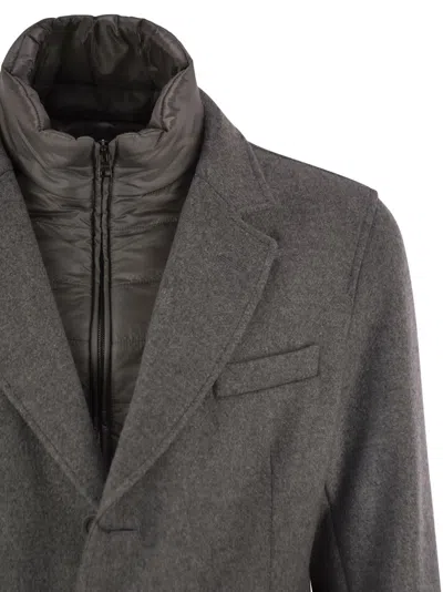 Herno Wool Coat With Bib In Gray