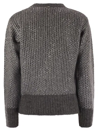 Herno Women Alpaca And Wool Crewneck Sweater In Brown