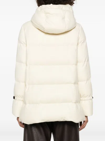 Herno Hooded Medium-length Wool Down Jacket With Zip Clothing In Neutral