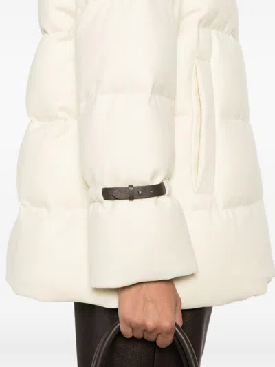 Herno Hooded Medium-length Wool Down Jacket With Zip Clothing In Neutral