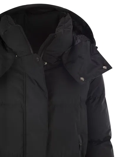 Herno Women Medium 2-layer Hooded Down Jacket In Black