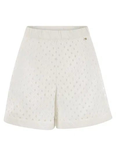Herno Women Perforated Shorts With Geometric Shapes In White