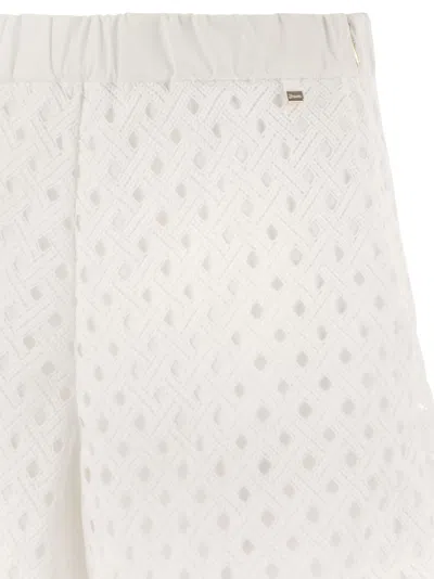 Herno Women Perforated Shorts With Geometric Shapes In White