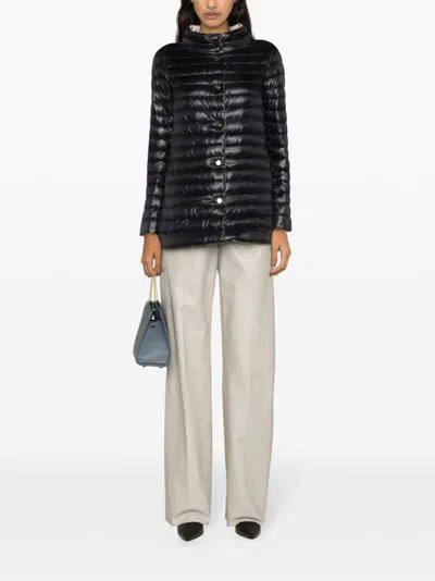 Herno Lightweight Quilted Grey Jacket With High Collar In Black