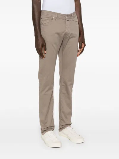 Jacob Cohen Straight Trousers With Pockets And Loops In Brown