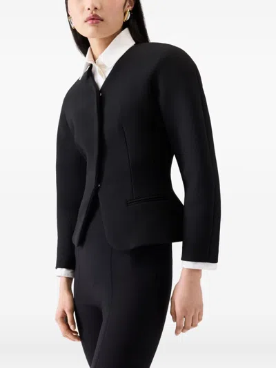 Jacquemus Tailored Blazer Peplum Structured Shoulders In Black