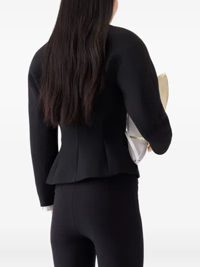 Jacquemus Tailored Blazer Peplum Structured Shoulders In Black