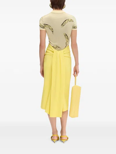 Jacquemus Le Marino V-neck Polo With Playful Banana Print In Neutral