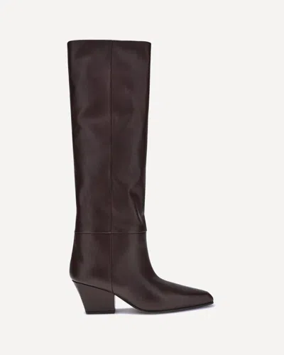 Paris Texas Leather Knee-high Block Heel Boot In Brown