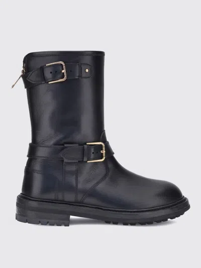 Dolce & Gabbana Dolce&gabbana Men Black Smooth Leather Boot In Multi