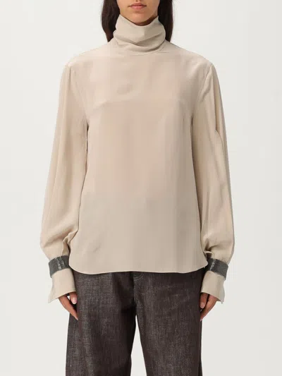 Brunello Cucinelli Turtle Neck Blouse In Neutral