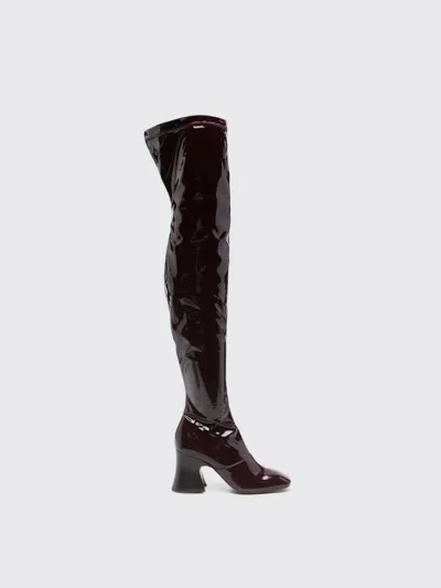 Chloé Janis High Heels Boots In Black Patent Leather In Brown