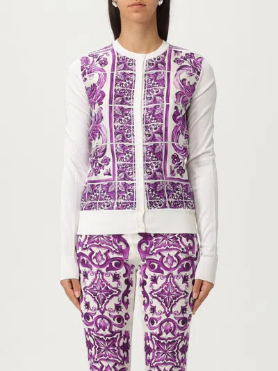 Dolce & Gabbana Women Maiolica Print Silk Cardigan In Multi
